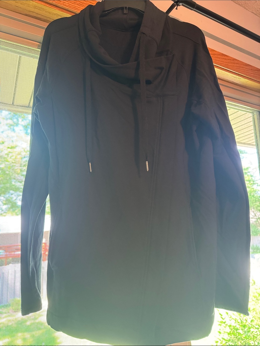 lululemon athletica Black Funnel-Neck Drapey zip up Shirt Jacket